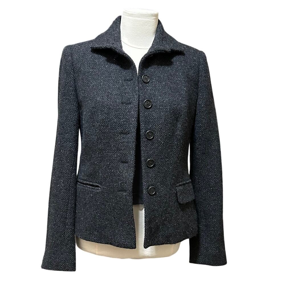Lauren Ralph Lauren Charcoal Wool Blend Button Blazer Jacket Women's Size 4 - Picture 4 of 11